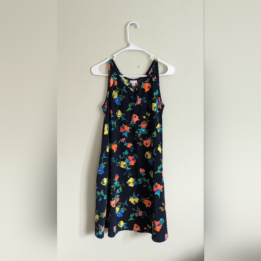 MERONA Mini Blue Floral Dress with Button in Front